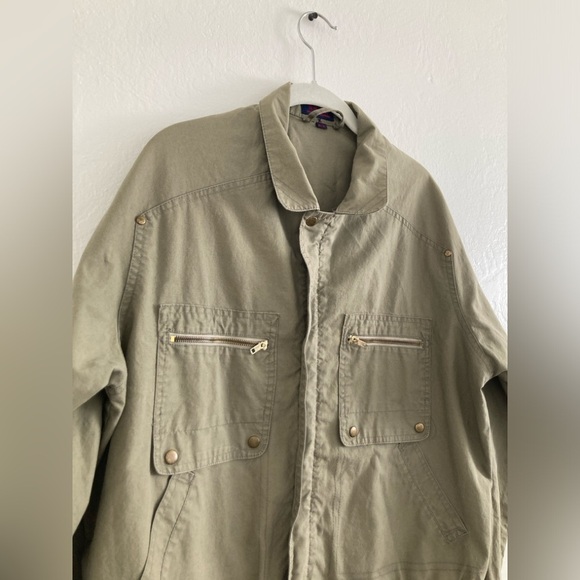 Vintage Army Green Utility Jacket Full Zip by 1134 Trendy Artsy Size Medium - Picture 2 of 13